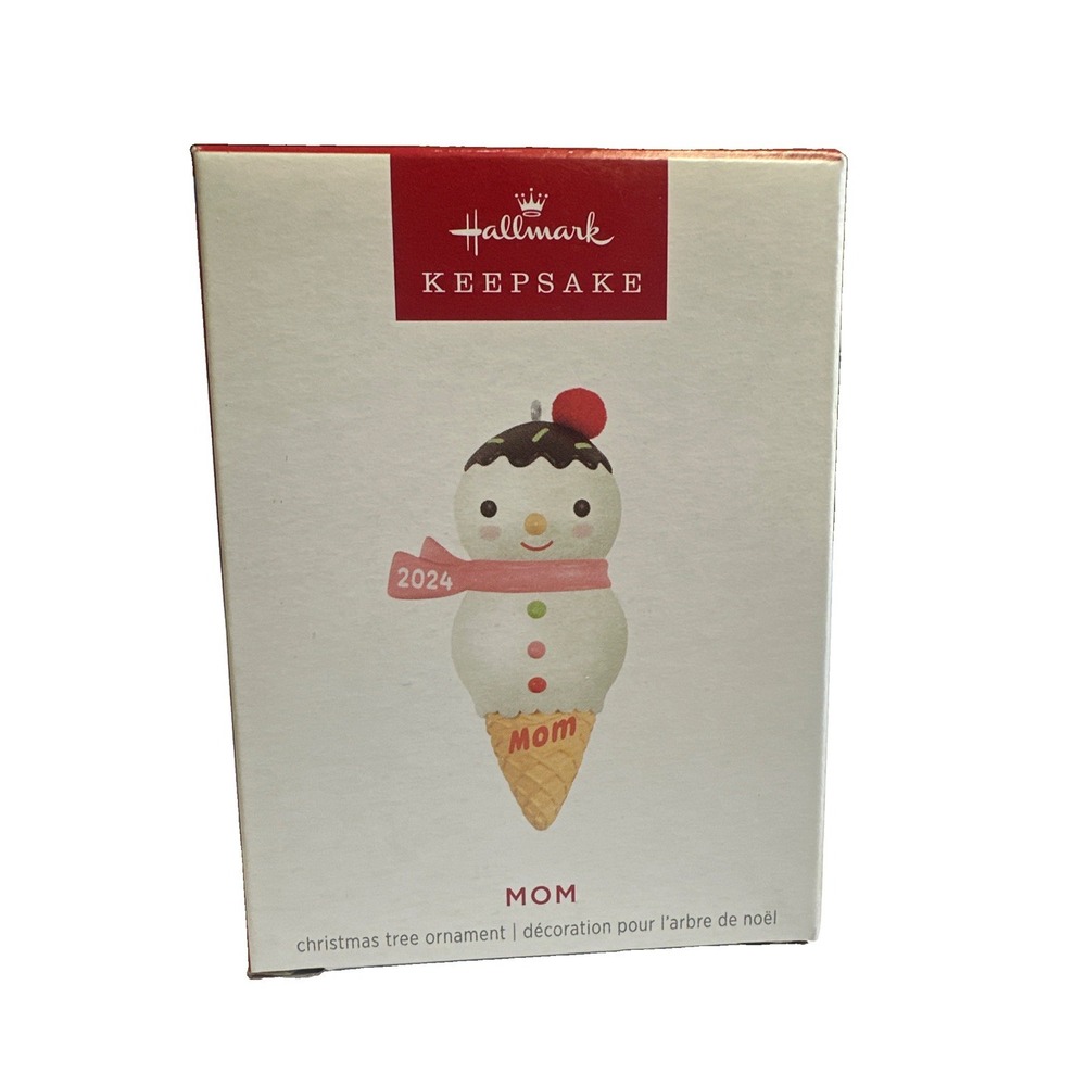 Mom Snowman Ice Cream Cone 2024 Keepsake Ornament New